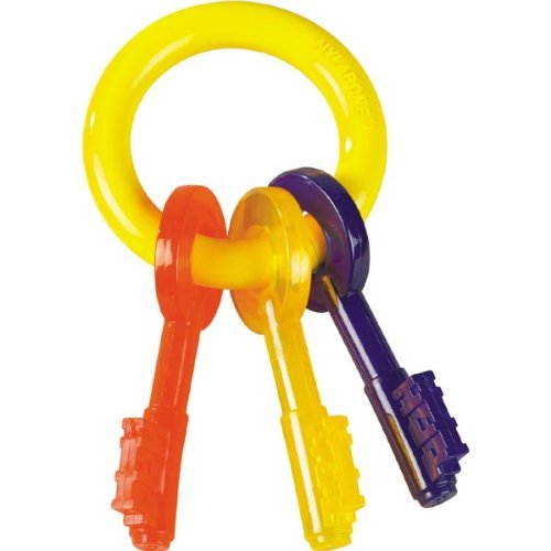 Nylabone Just For Puppies Key Ring Bone Puppy Dog Teething Chew Toys - Size Medium