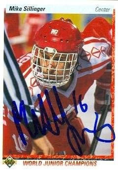 Sports Memorabilia Autograph Warehouse 67484 Mike Sillinger Autographed Hockey Card Team Canada 1991 Upper Deck No. 452
