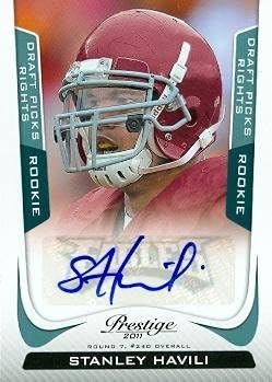 Sports Memorabilia Stanley Havili Autographed Football Card (USC) 2011 Panini Prestige No.290 Rookie