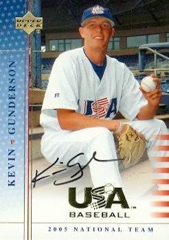 Sports Memorabilia Autograph Warehouse 79410 Kevin Gunderson Autographed Baseball Card Team USA Junior National Team 2005 Upper Deck No .58