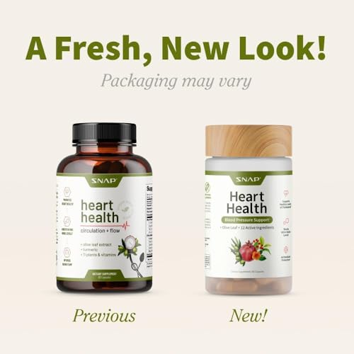 Snap Supplements Heart Health Support Supplement with Coq10, Organic Beet Root Powder, Hawthorn Berry, Turmeric and Odorless Garlic, Supports Nitric Oxide Level, Circulation and Flow, 90 Capsules