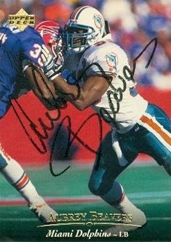 Sports Memorabilia Aubrey Beavers Autographed Football Card (Miami Dolphins) 1995 Upper Deck Rookie No.243