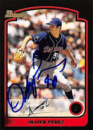 Sports Memorabilia Autograph Warehouse 249392 Oliver Perez Autographed Baseball Card - San Diego Padres FT 2003 Bowman - No. 73