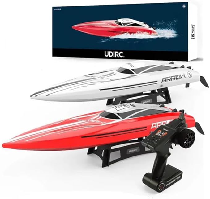 All Metal Boat Upgrade Kit: Arrow UDI005/UDI022 Tylosaurus Brushless RC Boat with Alloy Propeller Tail Rudder Steering Water Jet & Waterproof Ring