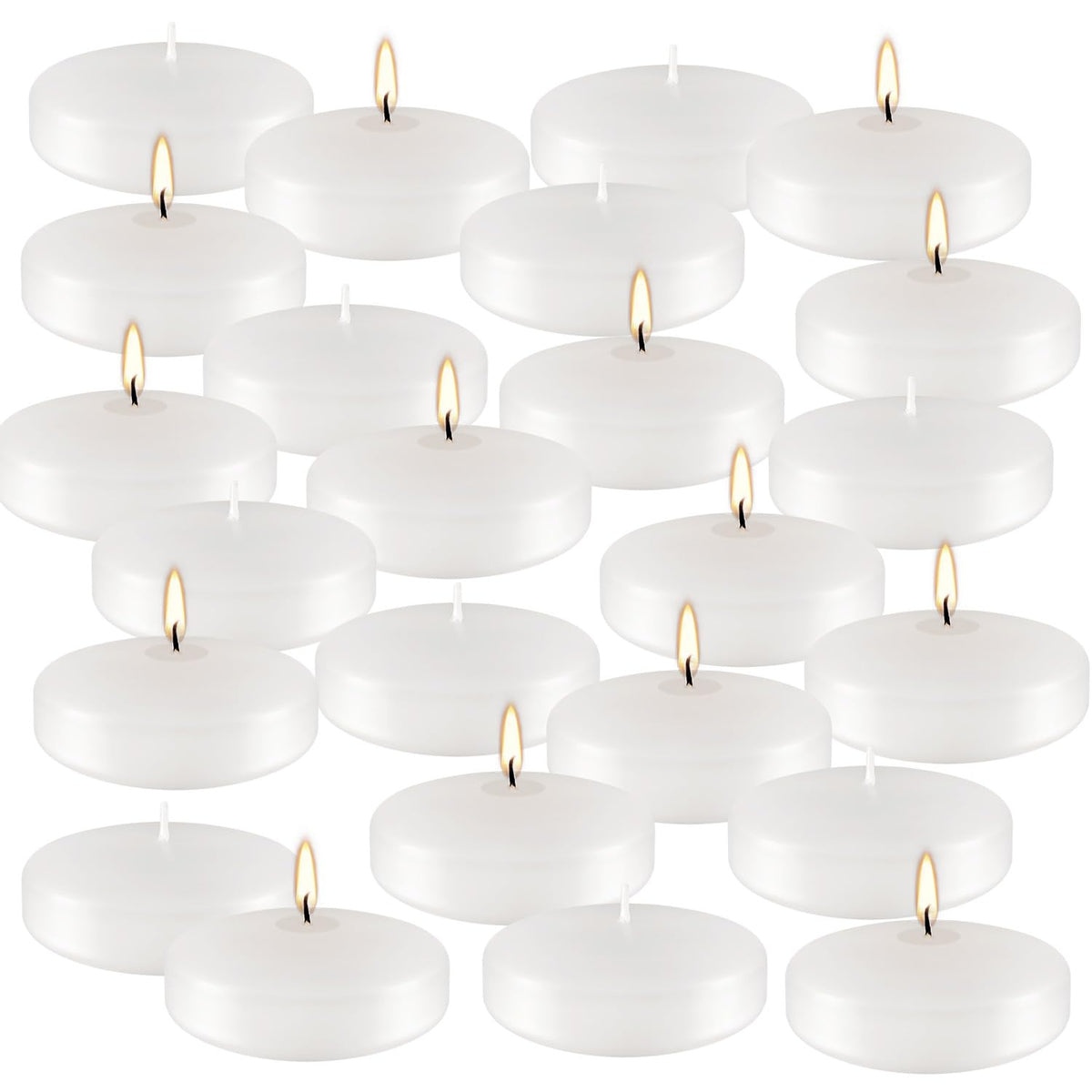 24Pack 3 Inch Unscented White Floating Candles,Long Lasting Burning-Ideal for Home Decor, Weddings, Parties, Pools, Cylindrical Vases, Restaurant and Holidays