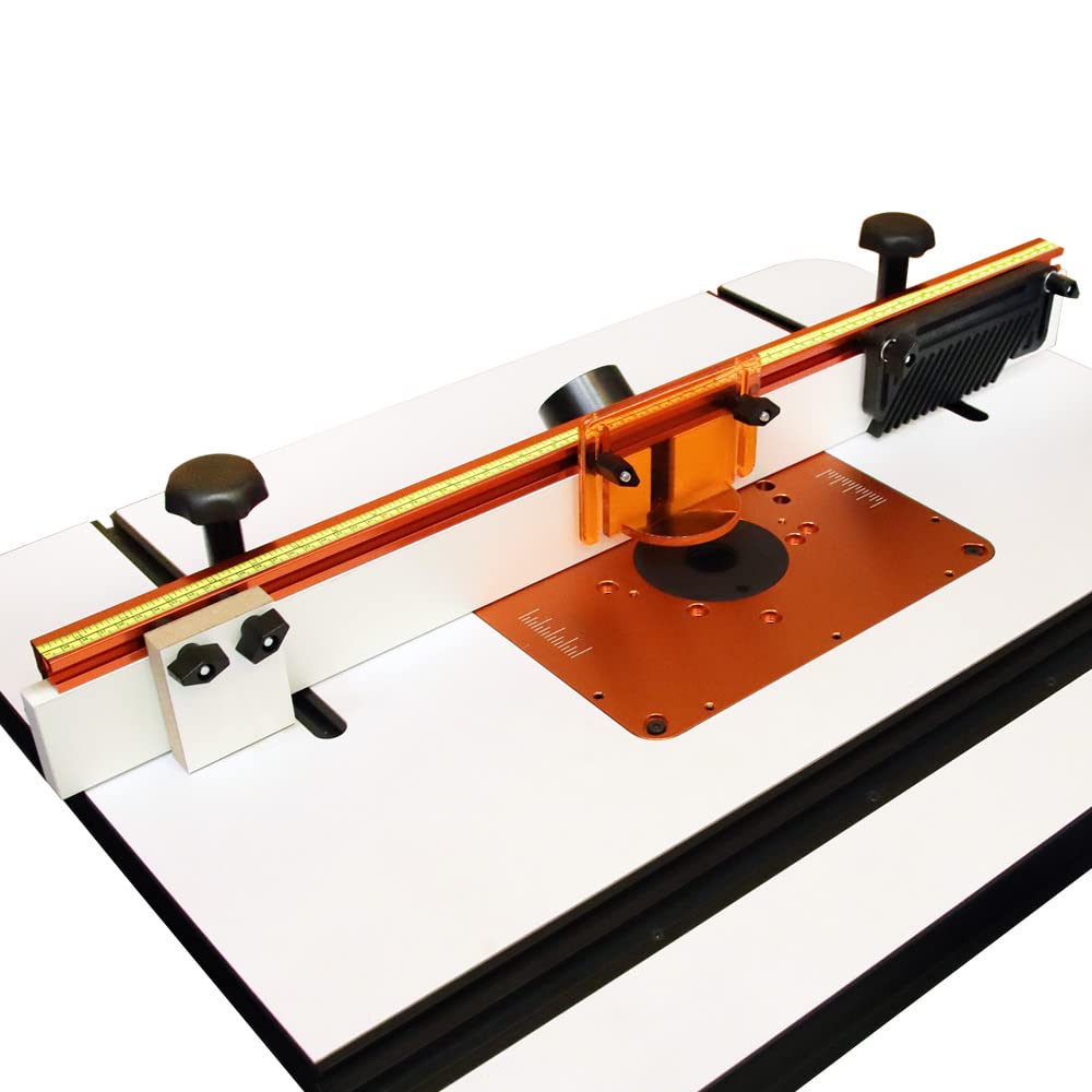 O'SKOOL 32 Inches Long Router Table Fence System with Feather Board, Bit Guard, Adjustable Stop and Dust Port