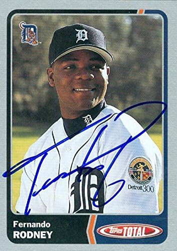 Sports Memorabilia Autograph Warehouse 247126 Fernando Rodney Autographed Baseball Card - Detroit Tigers 2003 Topps Total - No. 659 Silver