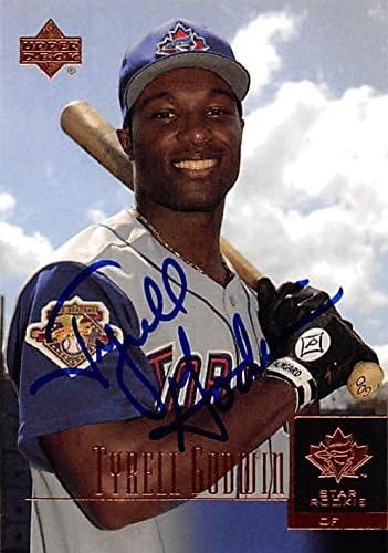 Sports Memorabilia Autograph Warehouse 301874 2001 Tyrell Godwin Autographed No.13 Baseball Card - Toronto Blue Jays