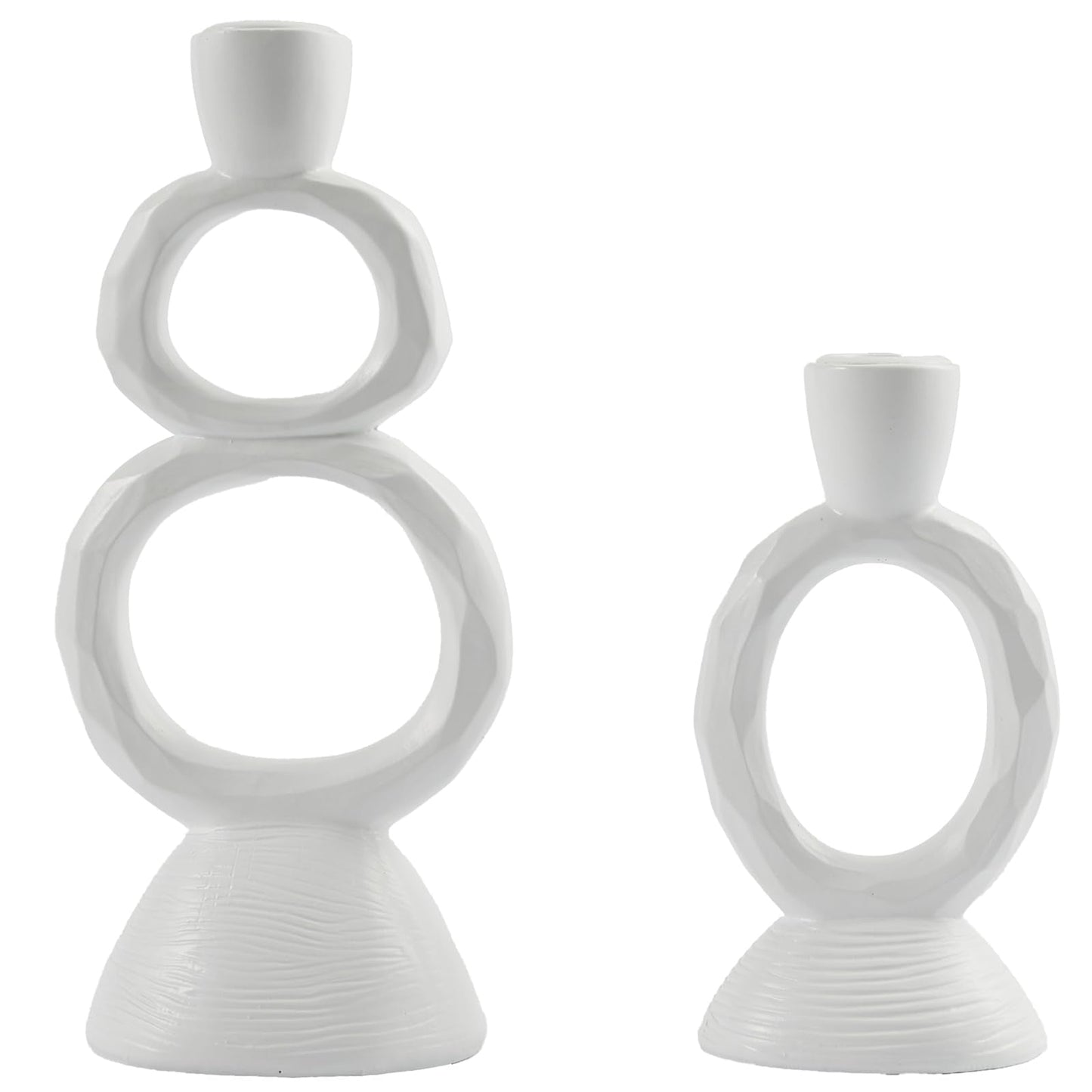 White Taper Candle Holders for Candlesticks, Unique Decorative Candlesticks Holder Home Decor Set of 2 for Fall Thanksgiving Wedding Table Centerpiece Decorations, Modern Aesthetic Room Decor(Resin)