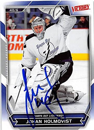 Sports Memorabilia Autograph Warehouse 224082 Johan Holmqvist Autographed Hockey Card - Tampa Bay Lightning FT 2007 Upper Deck Victory - No. 68