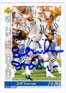 Sports Memorabilia Jeff George Autographed Football Card (Indianapolis Colts) 1993 Upper Deck No.251