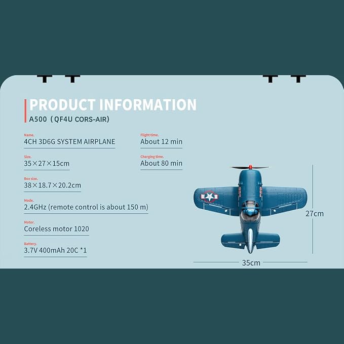 XK A500 RC Plane 2.4G 4CH Brushless RC EPP Fixed-Wing Airplane RTF Ready to Fly Gliding Aircraft Model with 6G/3D Flight Modes Airplane for Adults (RTF/Blue)