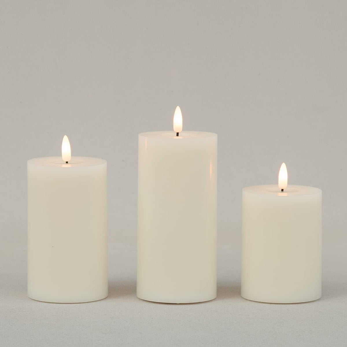 ANGELLOONG Flickering Flameless Candles with Remote, Real Wax Battery Operated Candles with Timer, Fake LED Pillar Candles for Wedding Holiday Farmhouse Home Decor, Ivory