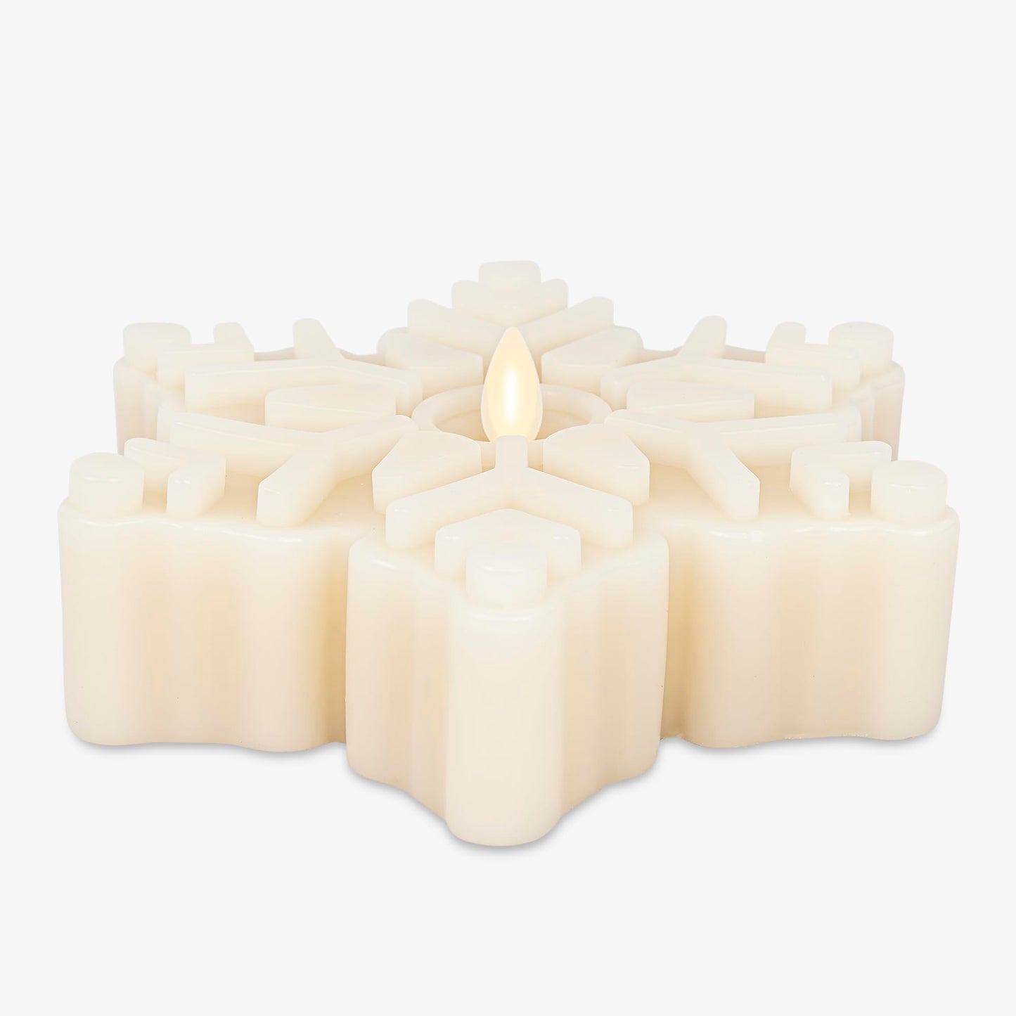 Luminara White Swan Flameless Candle Snowflake Tealight (6.5" x 2") Moving Flame LED Candle, Battery Operated LED Tealight