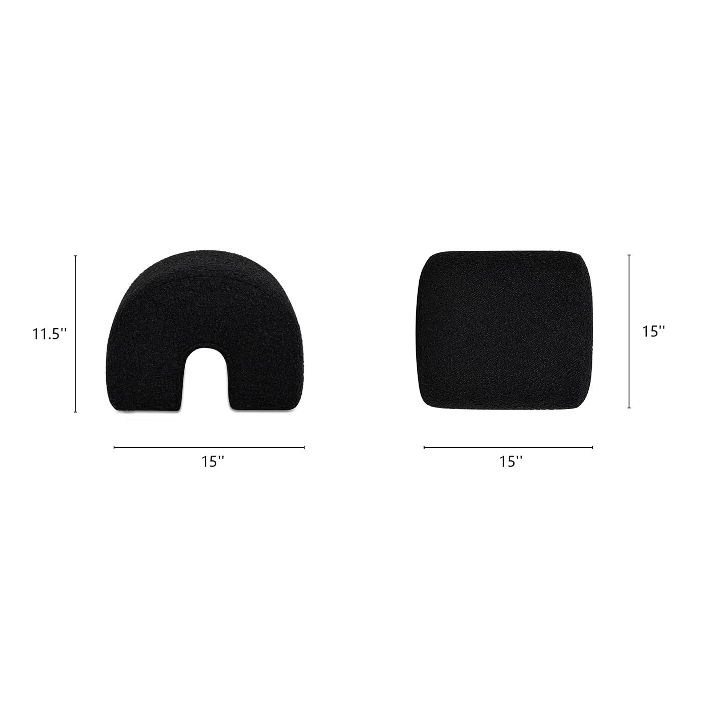 Jennifer Taylor Home Bridge 16" Arched Upholstered Footstool Ottoman, Ebony Black Boucle