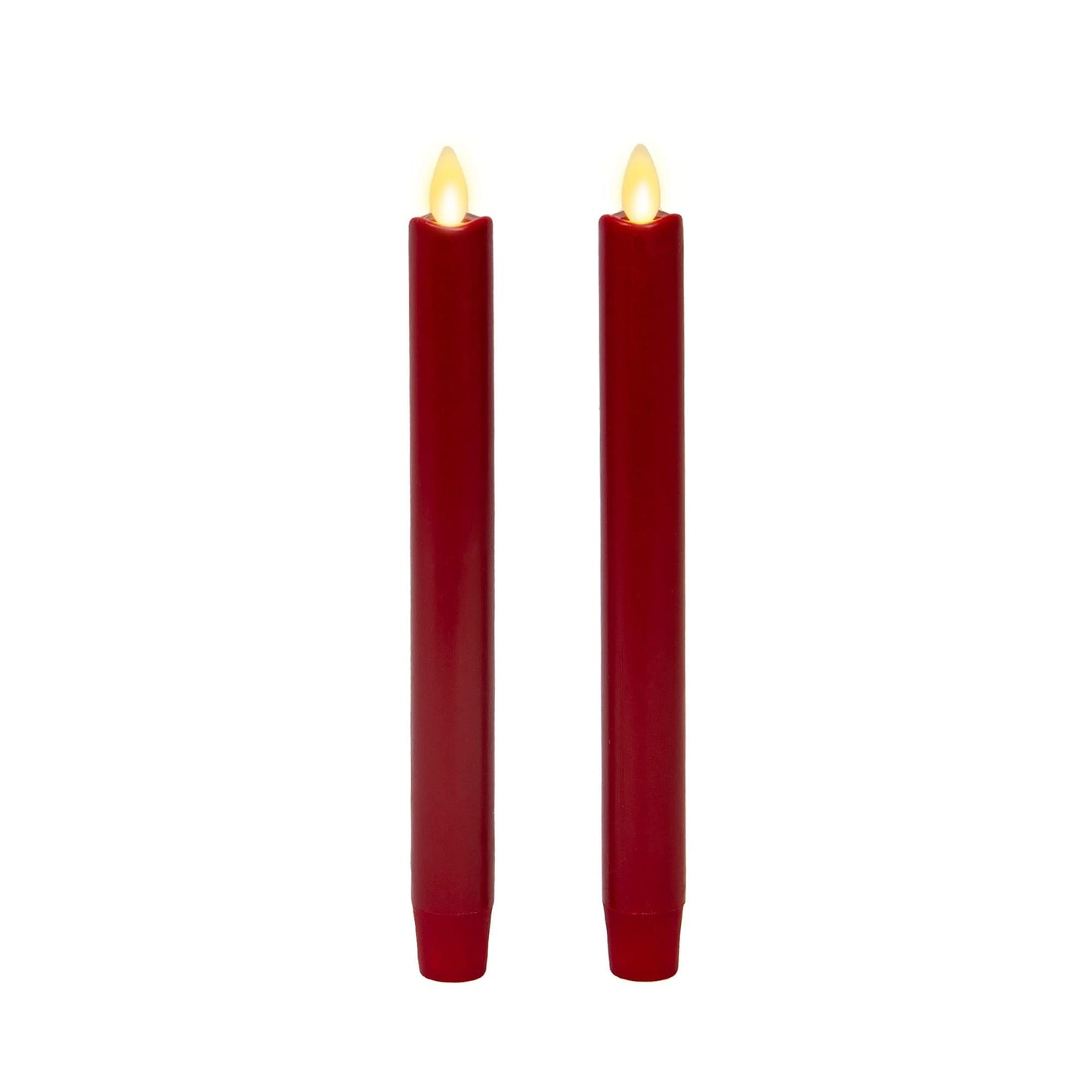 Luminara - Flameless Battery Operated Taper Candle - Red - Pack of 2-1x9.75 - LED Flickering Flame - Realistic Safe for Home Kids and Pets