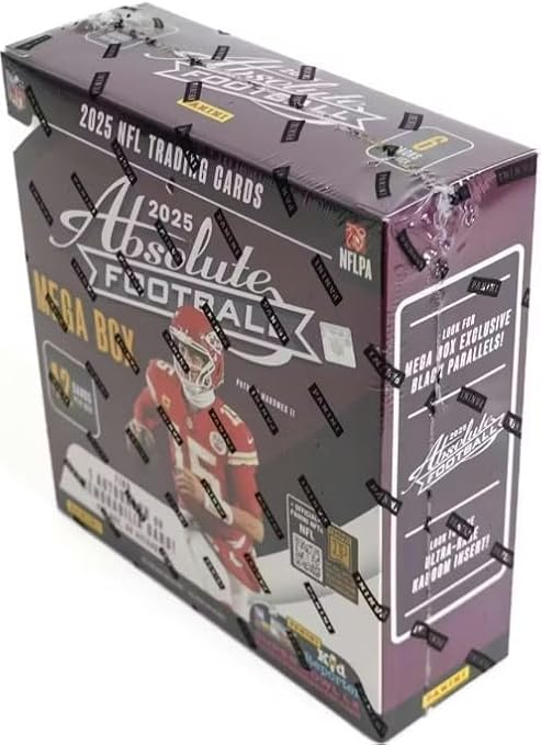 NEW 2025 ABSOLUTE Football Card MEGA Box 1 Autograph or Memorabilia Card Per Box. Chance for Ultra Rare KABOOM Inserts!