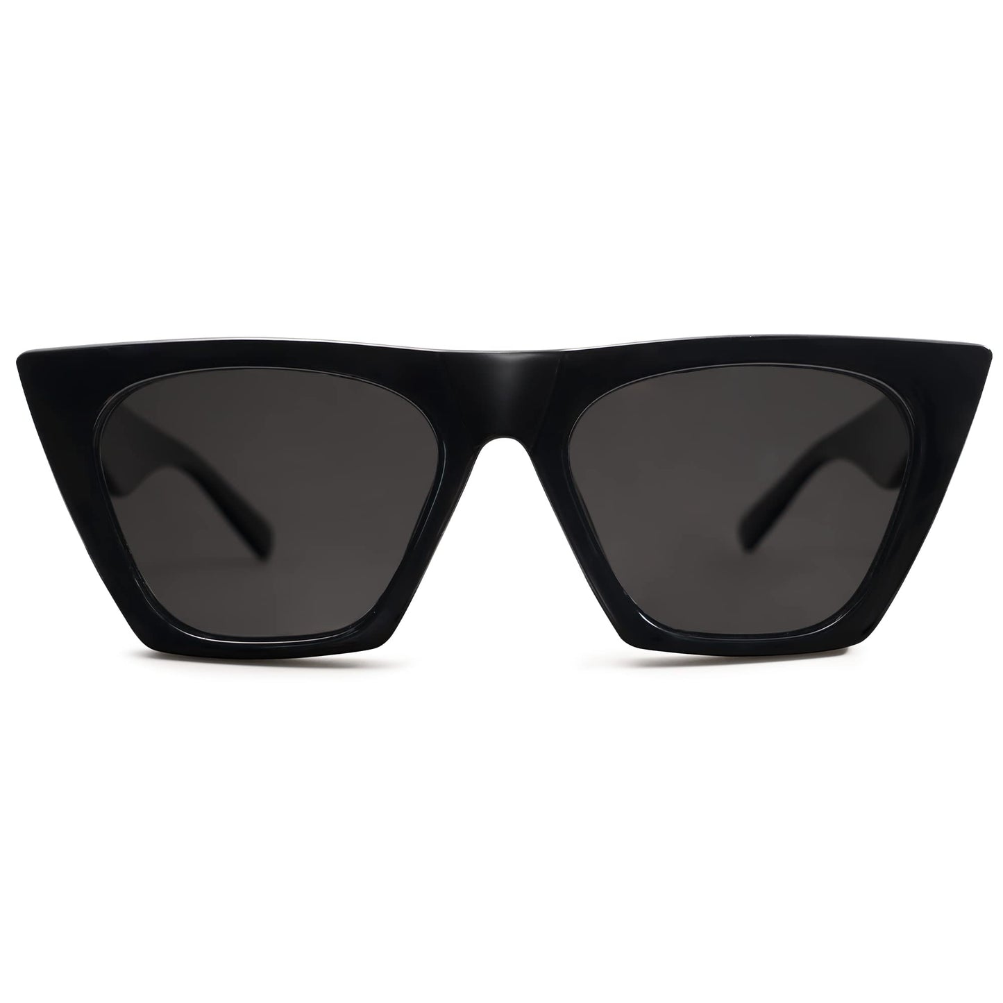 SOJOS Trendy Oversized Square Cateye Polarized Sunglasses Womens Big Frame Shades SJ2115, Black/Grey