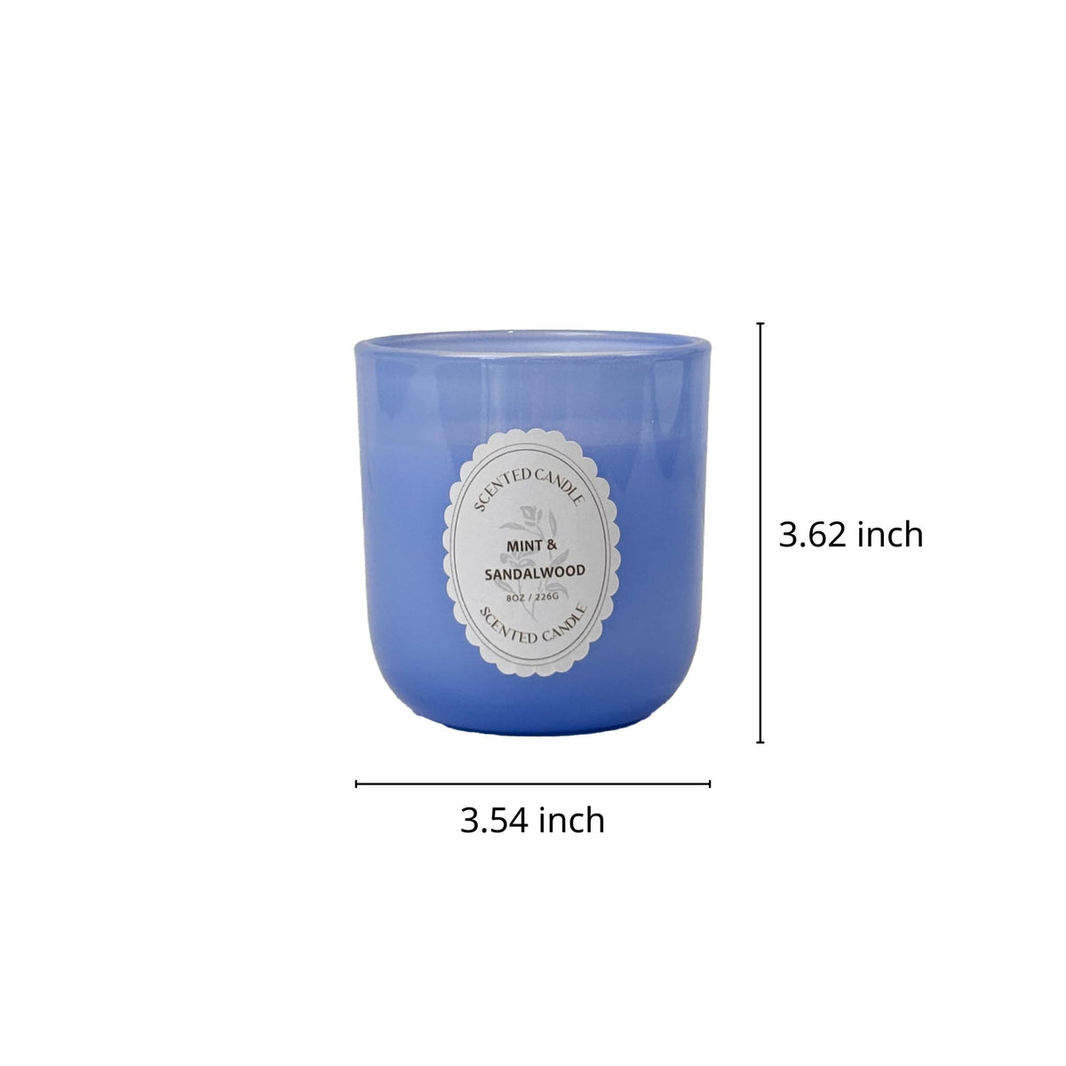 Mint & Sandalwood Scented Candle 8oz – CW Studio Color-Sprayed Glass Jar, Fresh Cool Mint & Warm Wood Aroma – Bathroom Kitchen Office Gift Candle for Women, Mother's Day Housewarming – 40-45 Hour Burn