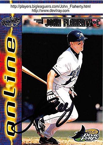 Sports Memorabilia Autograph Warehouse 247566 John Flaherty Autographed Baseball Card - Tampa Rays 1998 Pacific - No. 708