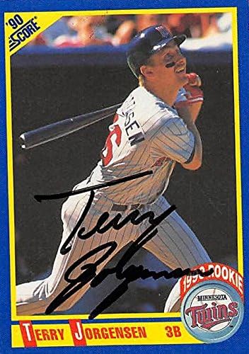 Sports Memorabilia Autograph Warehouse 245677 Terry Jorgensen Autographed Baseball Card - Minnesota Twins 1990 Score - No. 655 Rookie