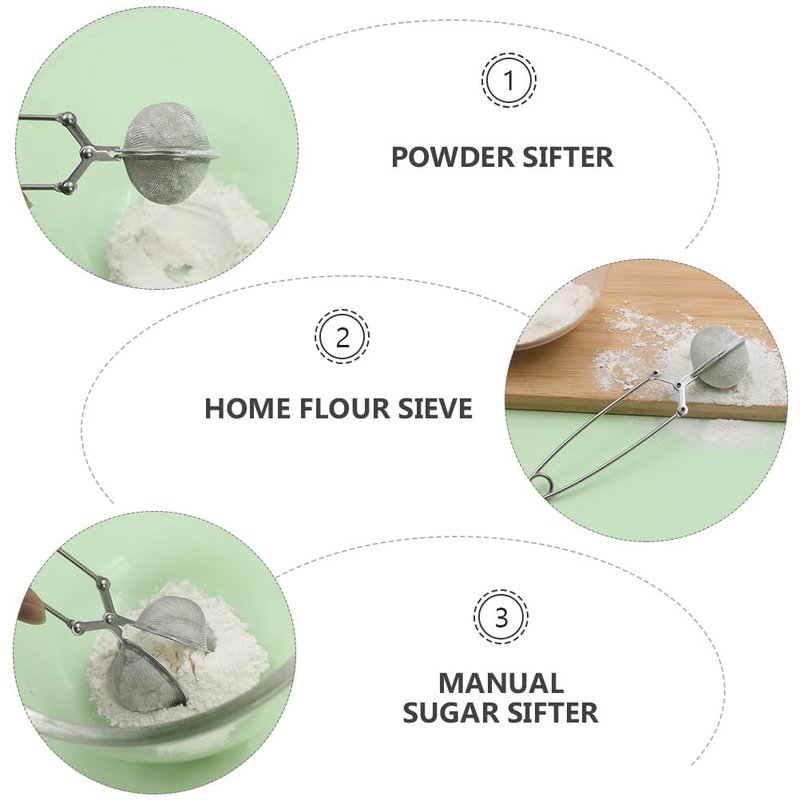 Zerodeko Stainless Steel Flour Spreader Screen 2-Pack Fine Mesh Strainers for Kitchen Baking Dusting Powdered Sugar Cocoa and Matcha 6.57 Inch Handheld Sifters