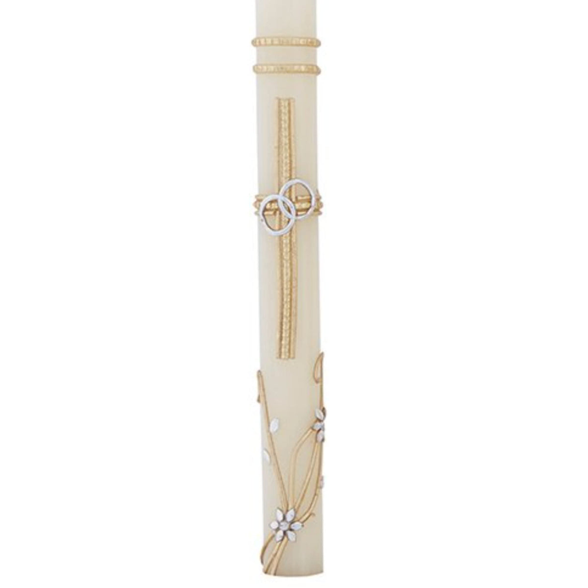 Needzo Wedding Unity Candle Set for Ceremonies, Gold Tone and Silver Toned Ornate Centerpiece Candles, 3 Pieces Included