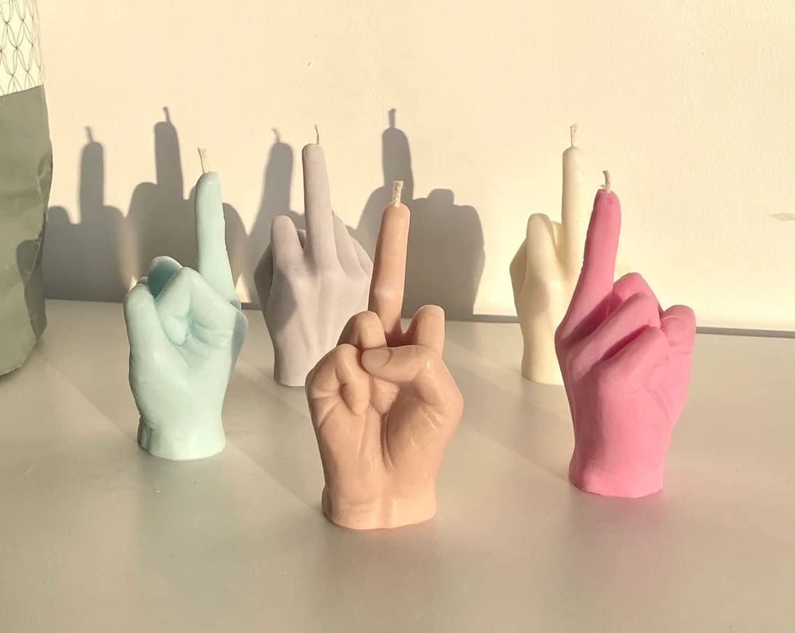 Middle Finger Candle, Homemade soy candle, Hand Fuck Candle, Teen Room Decor Candle, Funny Aeshetic Candle, Hippie Candle (White, WITHOUT SCENT)