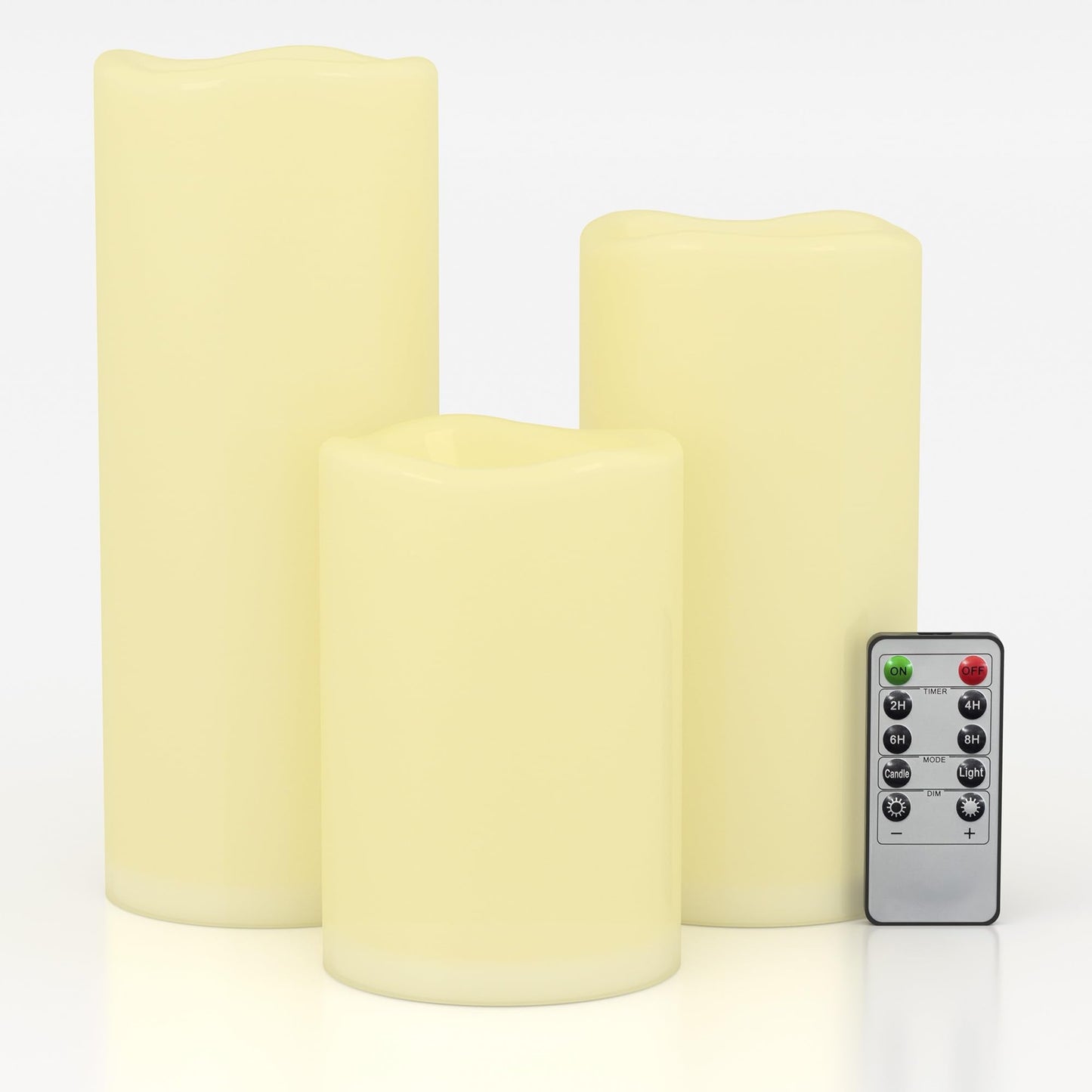 Lumeavetra 6" 8" 10" x 4" Large Waterproof Outdoor Flameless Candles Battery Operated LED Pillar Candles for Indoor Outdoor Lanterns, Ivory, Long Lasting, Set of 3