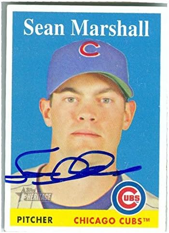 Sports Memorabilia Autograph Warehouse 246041 Sean Marshall Autographed Baseball Card - Chicago Cubs 2007 Topps Heritage - No. 189