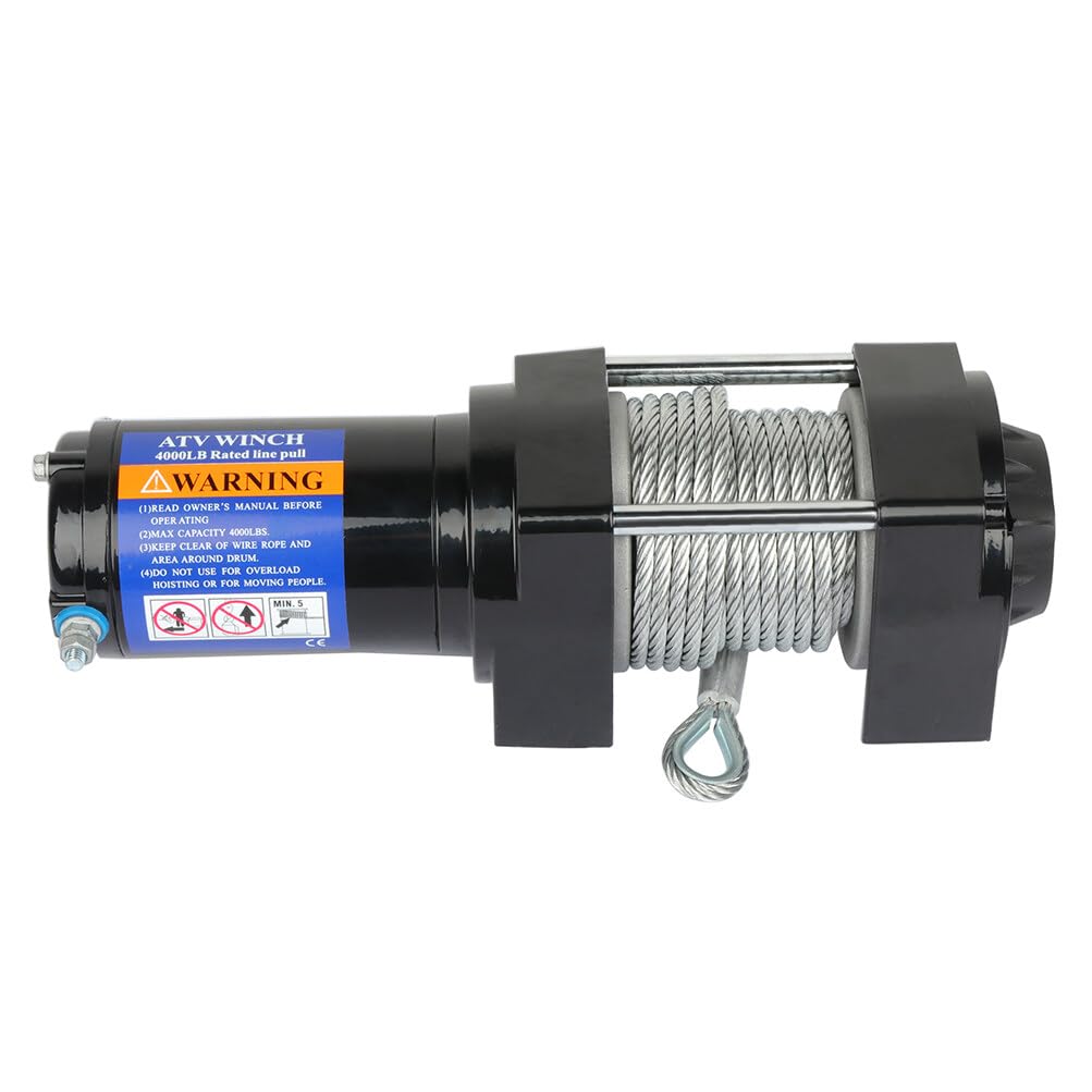 SCITOO - 4000LBS Electric Winch 12V Towing Trailer Steel Cable Off Road w/Wireless Remote