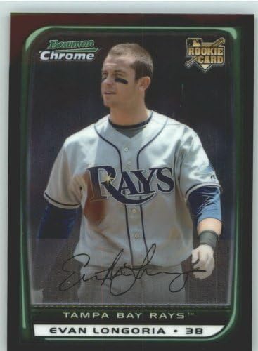 2008 Bowman Draft Chrome Baseball Cards # BDP27 Evan Longoria (RC - Rookie Card) Tampa Bay Rays - MLB Trading Card in a Protective Display Case