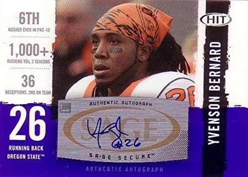 Autograph Warehouse 444596 Oregon State University 2018 Sage Hit Rookie A26 Yvenson Bernard Autographed Football Card