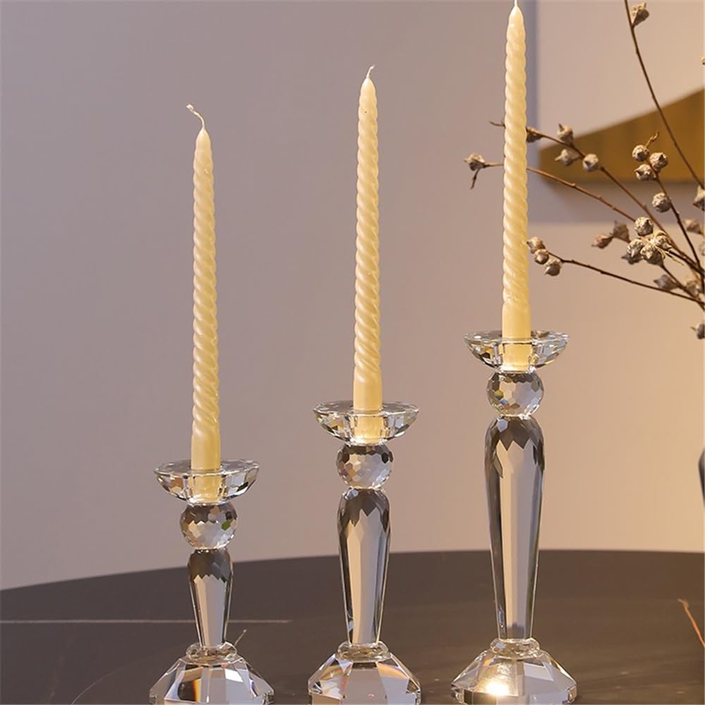 YUHUAWF Candle Holderss Creative Crystal Candlestick Elegant Candle Holder Centerpiece for Wedding, Church, Halloween, Dining, Home Decor Decorative Candlestick(Small)