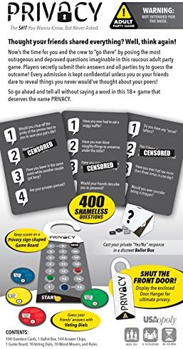 Privacy - Adult Party Game | 18+ Board Game | Fun Drinking Game to play with Friends | Reveal your friends secrets with the hilarious Privacy Card Game | Anonymously Answer NSFW Questions
