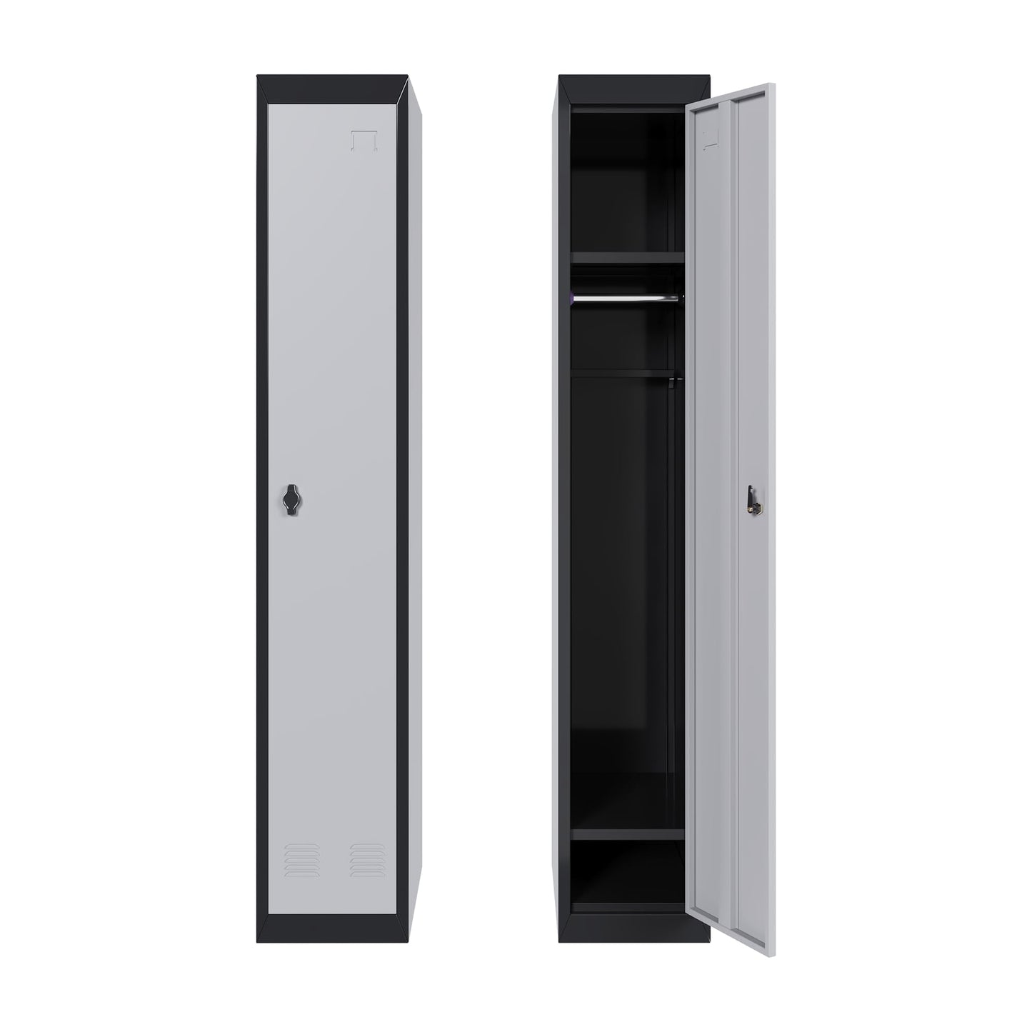 Metal Storage, Locker with 1 Door and 1 Shelf, Storage Cabinet for Gym, School and Office, Gray.