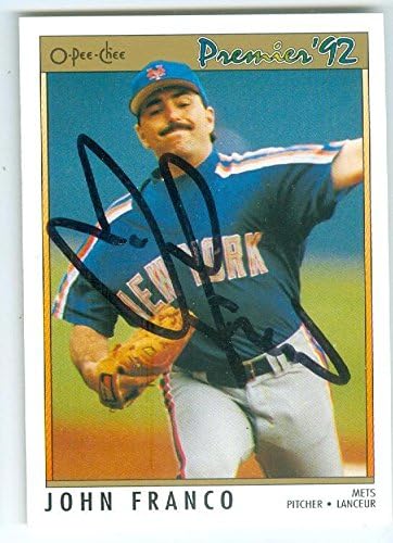 Sports Memorabilia Autograph Warehouse 247012 John Franco Autographed Baseball Card - New York Mets 1992 O Pee Chee Premier - No. 73