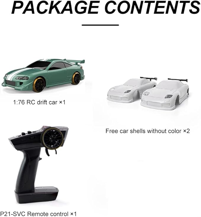Turbo Racing C62 1:76 Scale Drift RC Car with Gyro Mini Full Proportional RTR 2.4GHZ Remote Control with 2 Replaceable Body Shell(Grayish Green)