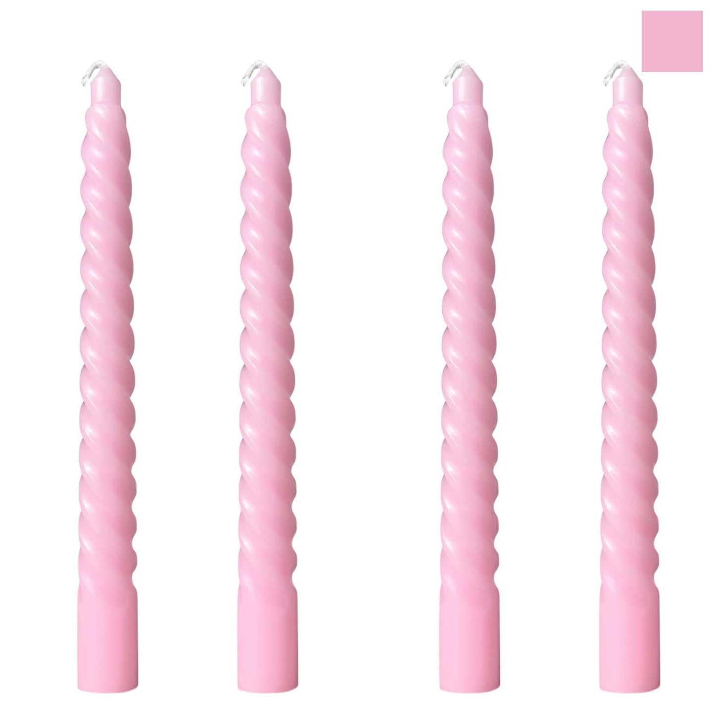 8 Inch Taper Spiral Candle Set of 4 Tapered Candles, 5 hrs,Smokeless,Tall Candlesticks, Home Dinner, Party, Wedding, Halloween, Christmas (4, Pink, 20cm)