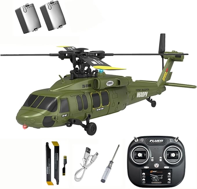 X-MechFun Black Hawk K200 RC Helicopter - 6CH Simulation RC Aircraft with Optical Flow & Altitude Hold & One-Key Inverted Flight 2.4Ghz Remote Console Helicopter Model for Hobbyists