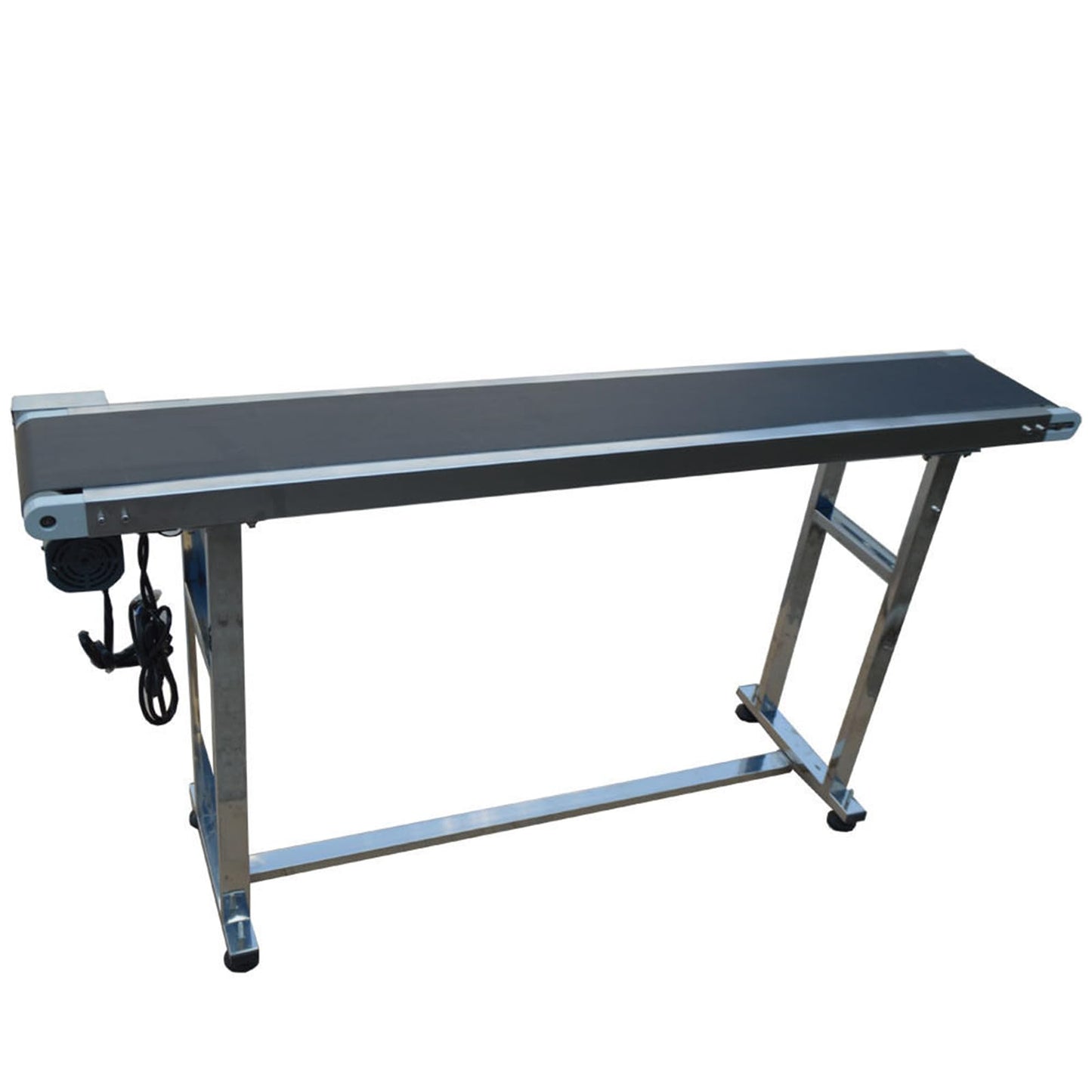 Yokoma Power Slider Bed PVC Belted Conveyor 59inch*7.8inch Stainless Steel Flat Conveyor Belt Systems Adjustable Speed 60W 110V Black