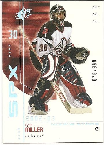 Ryan Miller 2002-03 SPx #78/999 Buffalo Sabres Rookie Card #187