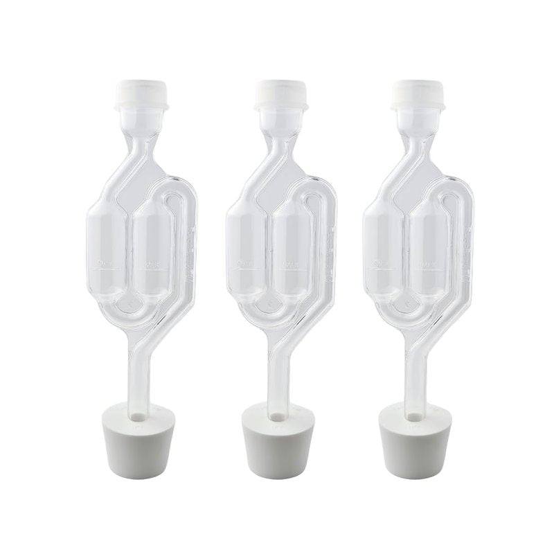 Fastrack Airlocks for Fermenting (Set of 3) | Bubble Airlock for Wine Making and Beer Making | BPA-Free S-Shaped | Used for Brewing Wine, Beer, Pickles & More | Transparent