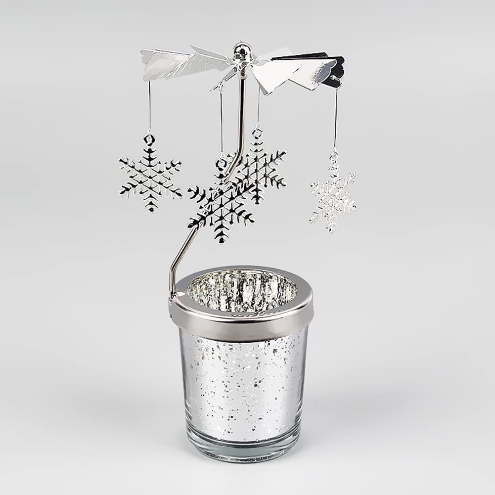 Rotary Candle Holder, Spinning Windmill Candlestick Carousel Candle Tea Light Holder with Romantic Candlestick Ornament for Wedding Party Christmas Home Decor