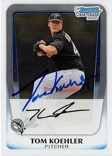 Sports Memorabilia Autograph Warehouse 249415 Tom Koehler Autographed Baseball Card - Miami Marlins 2011 Topps Bowman Chrome - No. BCP129 Rookie