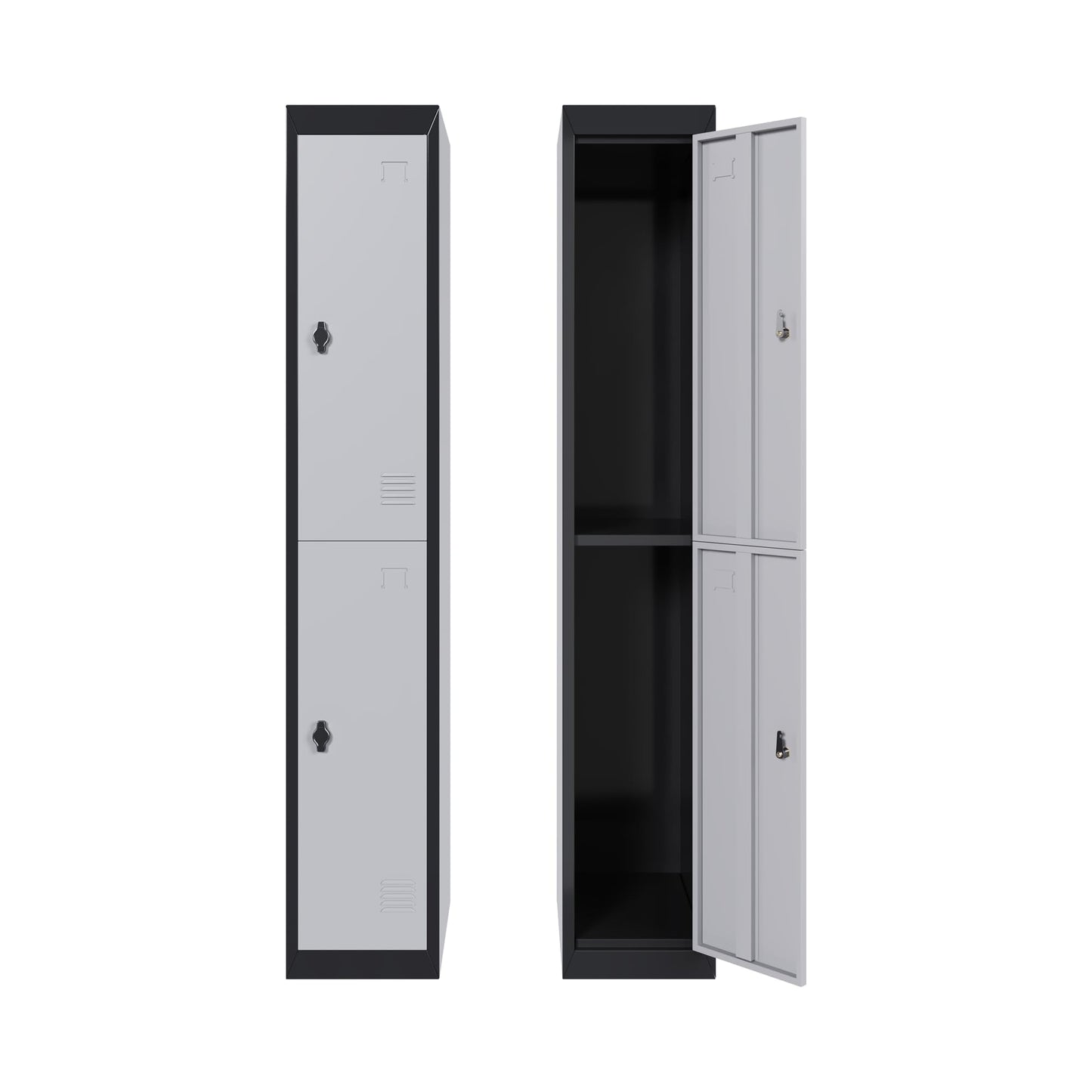 Metal Storage, Locker with 2 Doors and 2 Shelves, Storage Cabinet for Gym, School and Office, Gray.