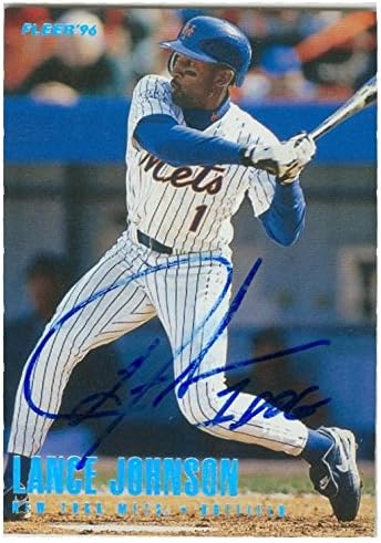 Sports Memorabilia Autograph Warehouse 246632 Lance Johnson Autographed Baseball Card - New York Mets 1996 Fleer - No. U158 Tiffany Glossy