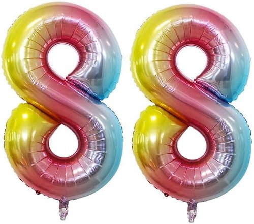 GOER Rainbow Foil Number 8 Balloons - Huge 42" & 32" Birthday Party Decorations (3 Pcs)