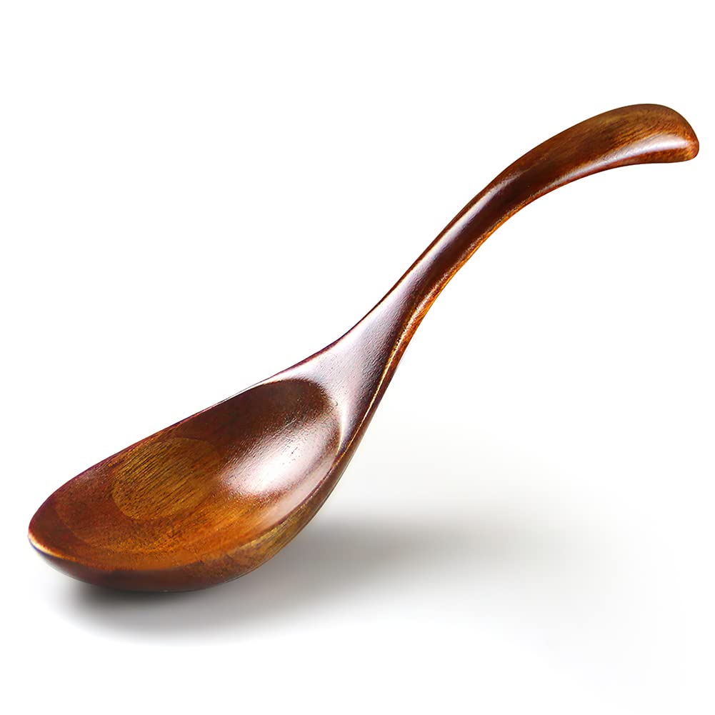 AOOSY Soup Spoons, Wooden Spoons, 4 Pieces Japanese Style LightWeight Table Spoon Kitchen Utensil for Adults