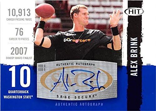 Autograph Warehouse 444618 Washington State University 2008 Sage Hit Rookie A27 Alex Brink Autographed Football Card